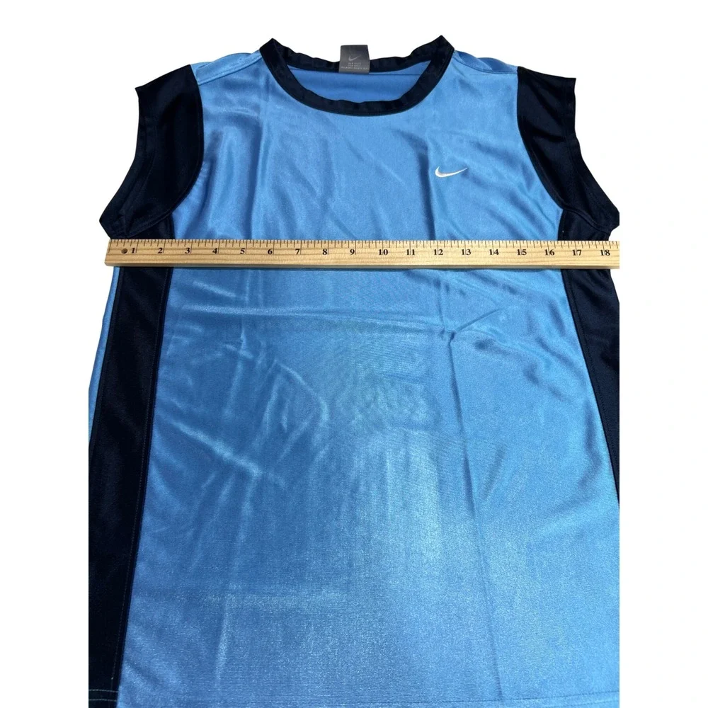 Nike Sleeveless Shirt Kids L Blue Swoosh Athletic‎ Gym Training Basketball A72